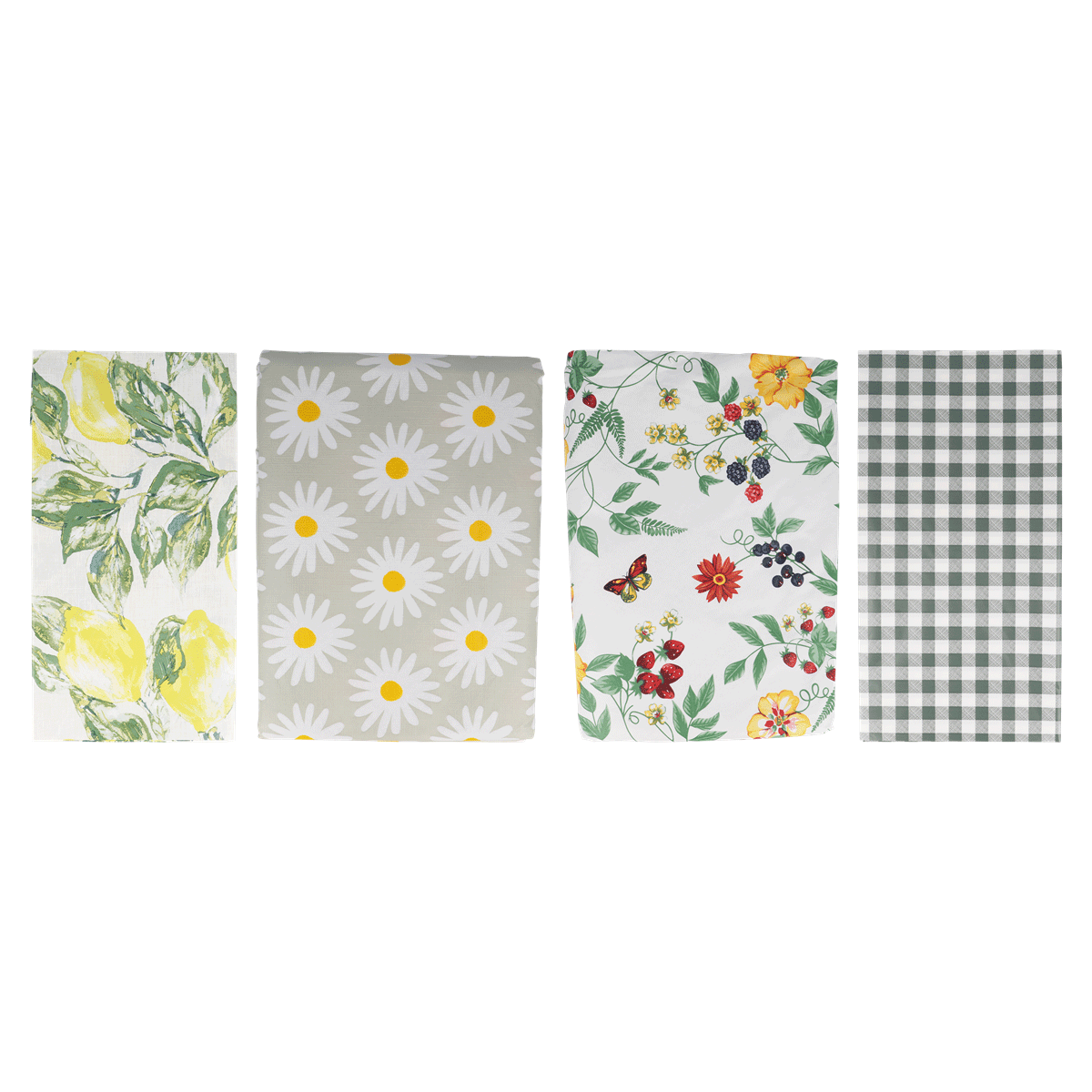 Leinenstoff, Blumenmuster, Gingham, Daisy, Zitrusanzug, Zitronenmuster, Blumenstoff, Gänseblümchen-Print, Hahnenkamm?, Gingham Muster, Tischservietten, Blumenmuster, Karo/Check, Pflanzenmotiv, Papierservietten
