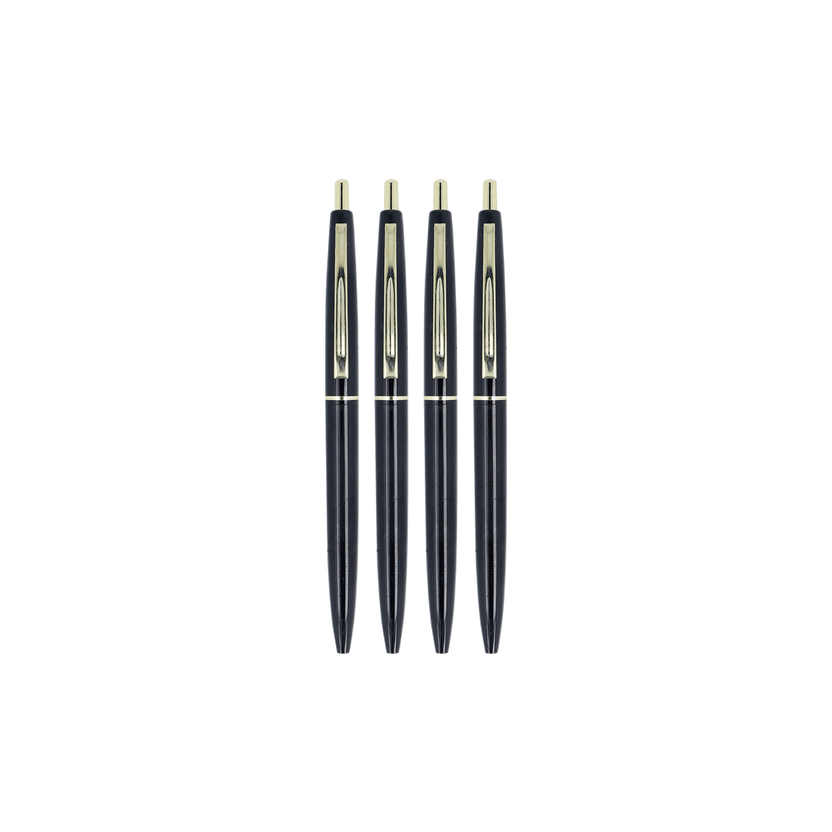 Kugelschreiber, schwarz, goldener Clip, Set of pens, Stifthalter, Kugelschreiber, Kugelschreiber-Garnitur, Schwarz, Metallic, Kappenclips, Kugelschreiber, Schwarz, Schreibgerät, Spitzenkolben, 4erSet