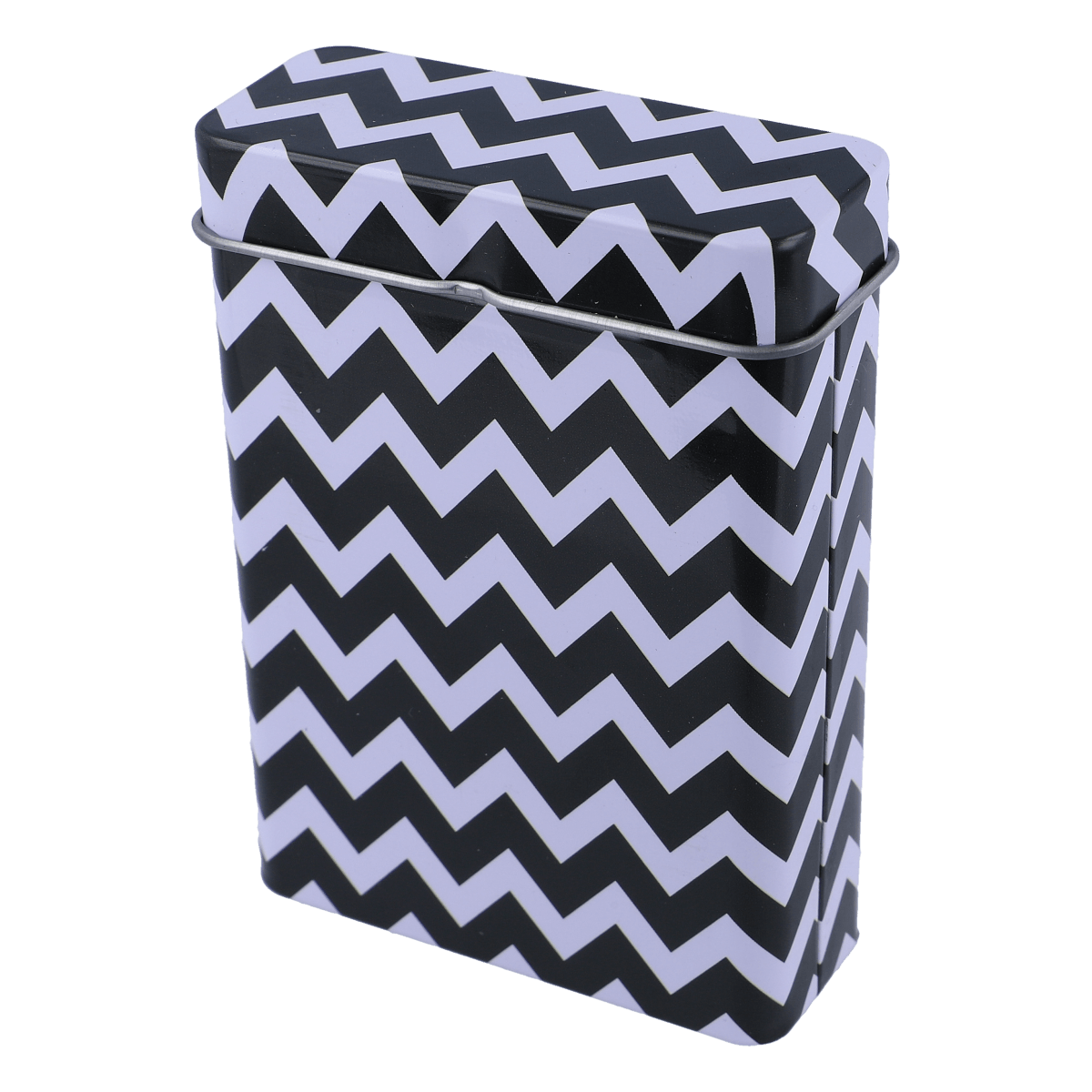Waschkorb, Aufbewahrung, Zickzack-Muster, Metallisch?, rechteckig, Zigzag-Design, Aufbewahrungsbox, Metallband, Schwarz-Weiß, Kek, Metallblechdose, Zickzack Muster, Schwarz Weiß, rechteckige Dose, mit Deckel