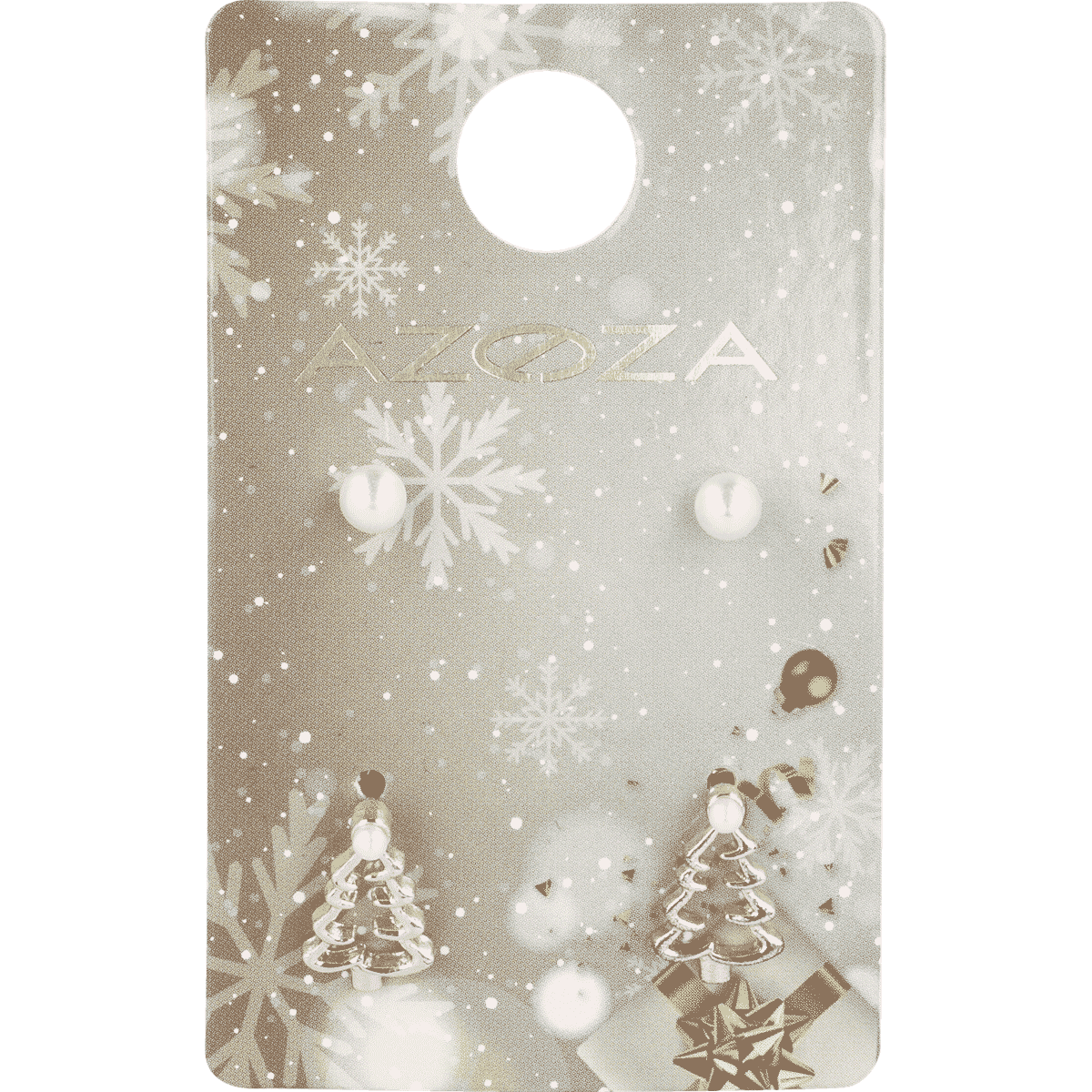 Ohrstecker, Perlenohrringe, Weihnachtsbaum-Motiv, Silberfarben, Schneeflockenmuster