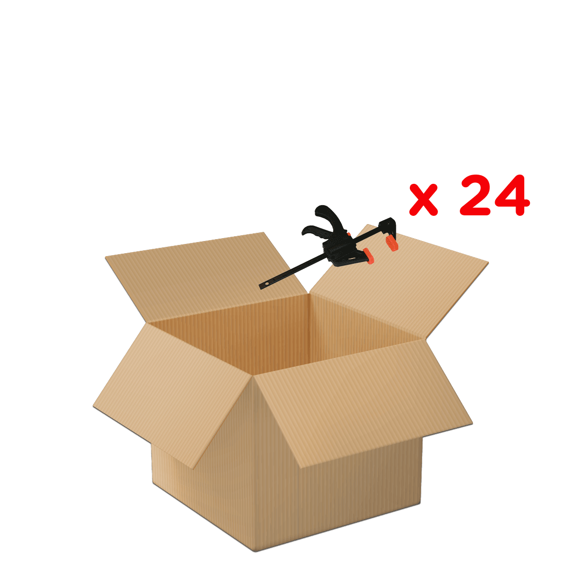 Kartonbox, Umzugskarton, offen, Klebebandhalterung, x24, Kartonbox, offen, Beginner-Set, Ausrüstung, Halterung, Kartonbox, Offen, Verschlussclip, Klebeband-Trick, Multipack 24