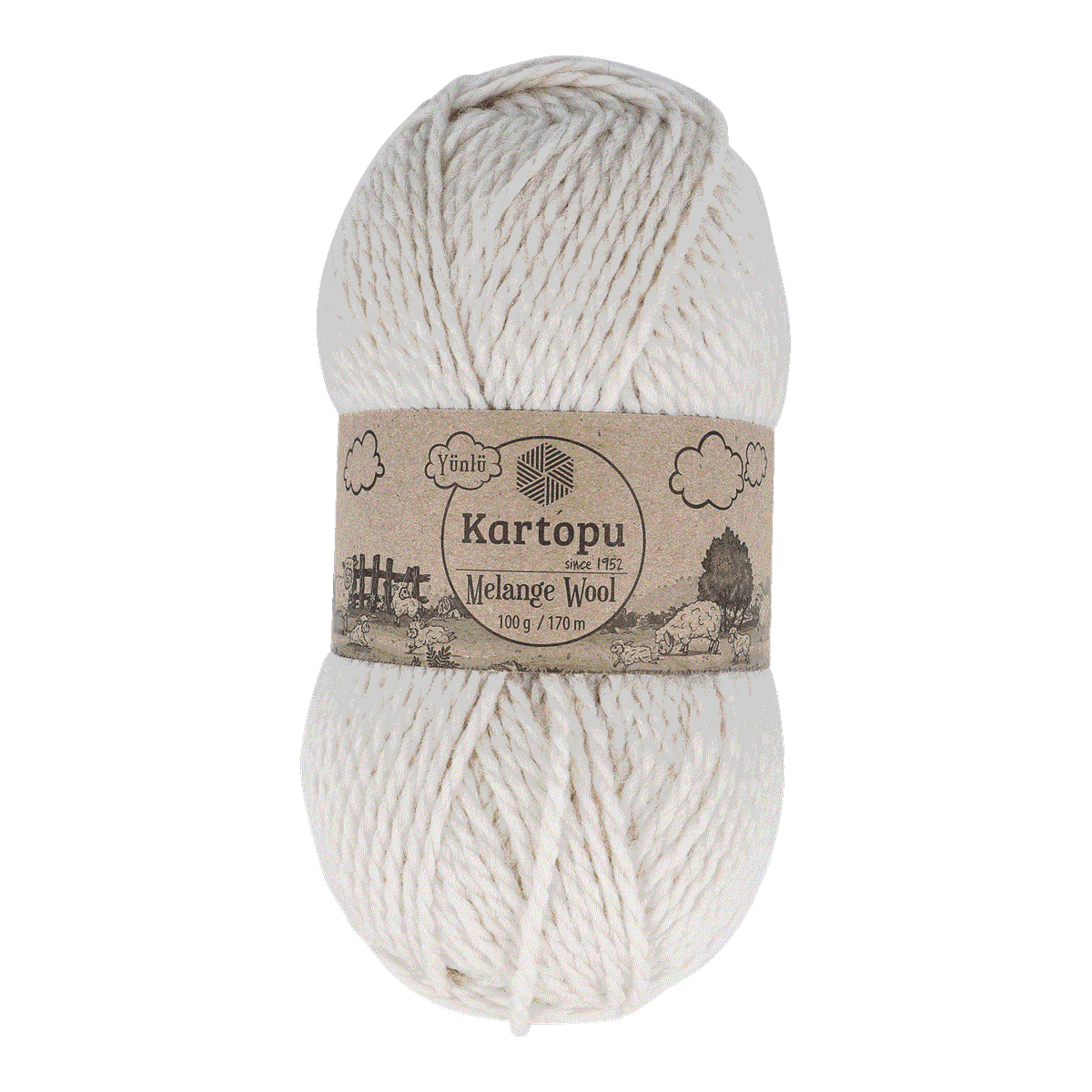 Wolle, Garn, Strickgarn, Melange, Karton?, Wollknäuel, Melange Wool, Strickgarn, Naturfarben, 100 g/170 m, Wolle, Kartopu, Melange, Garn, Strickfaden