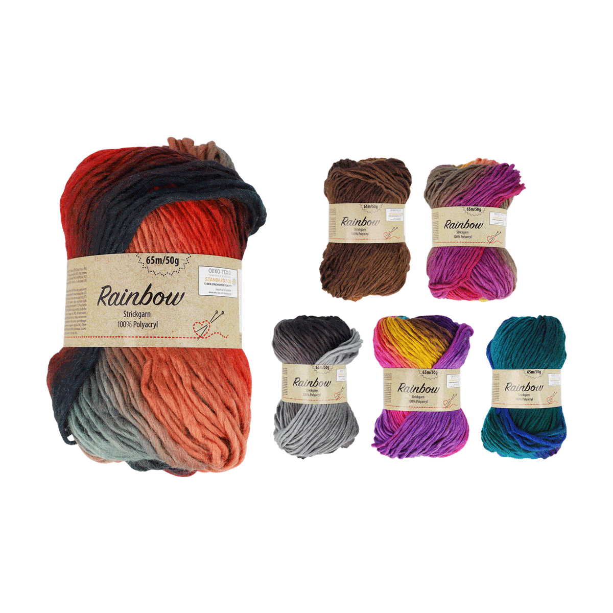 Strickgarn, Wolle, Mehrfarbig, Rainbow, Garnrolle, Strickgarn, Wollgarn, Rainbow, Mehrfarbig, Skeins, Strickgarn, Polyacryl, Multicolor, Handarbeit, Wolle