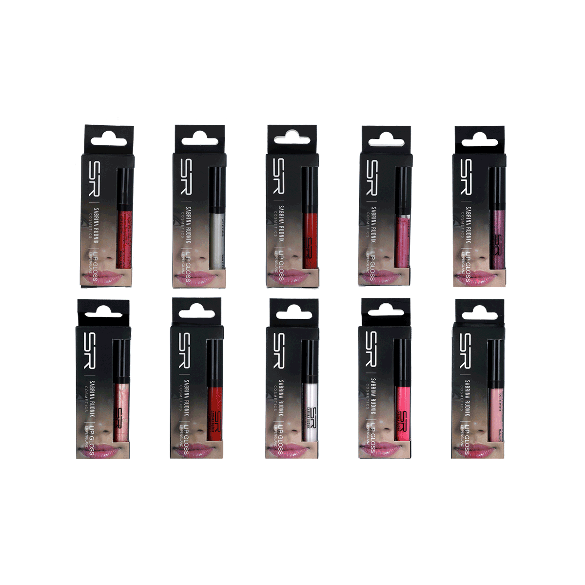 Lipgloss, Lippenstift, Make-up, Verpackung, sortierte Farben, Lippgloss, Make-up, Lippe, Glanz, Packungset, Lipgloss, Lippenprodukt, Make-up-Set, farbiger Glanz, Verpacktes Lippenprodukt