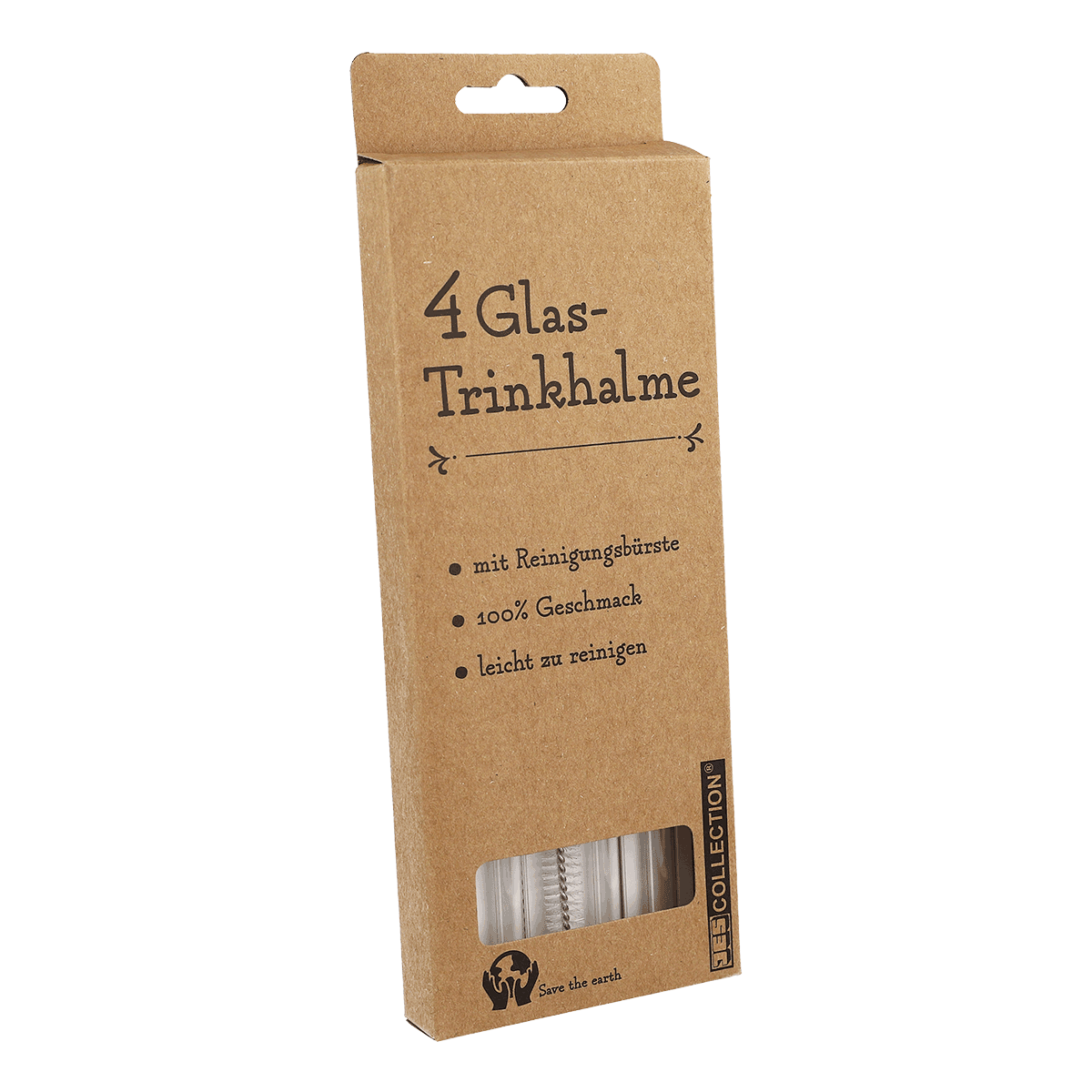 Trinkhalme, Glas, 4er, Papierbox, Reinigungsbürste, Trinkhalme, Glastrinkhalme, Papierverpackung, 4er-Set, Glas-Trinkhalme, Strohhalme, 4er-Pack, Umweltfreundlich, Reinigung