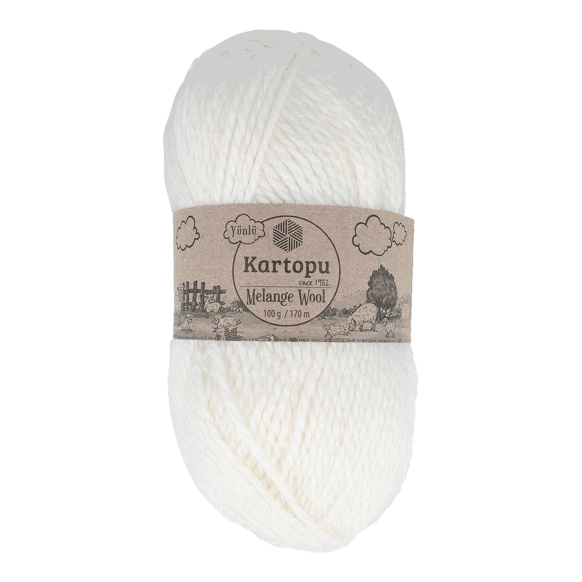 Wollgarn, Garn, Melange Wool, Knäuel, Kartopu, Wollfaden, Weiß, Melange Wolle, Garn, Strickgarn, Wolle, Garn, Garnrolle, Weiß, Melange Wool