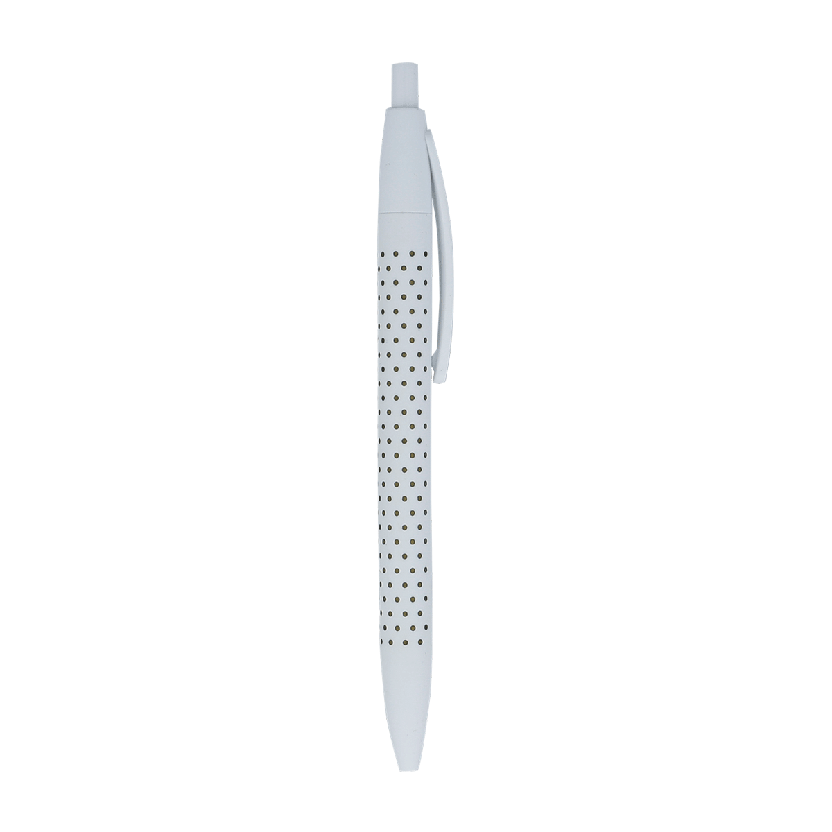 Kugelschreiber, Klick-Kugelschreiber, Grau, Polka-Dots, Stift mit Clip, Stift, Kugelschreiber, Punktmuster, Grau, Klickmechanik, Kugelschreiber, Metall, Musterpunkte, Klickkappe, Gummiarm