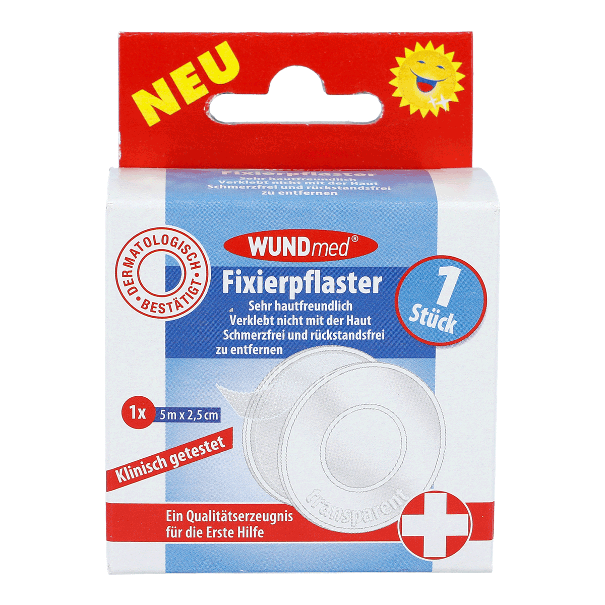 Pflaster, Wundpflaster, Klebe-Pflaster, Medizinisches Pflaster, Medizinprodukt, Fixaierpflaster, Wundmed, 1x, Transportieren, 5 cm x 2,5 cm, Flickenpflaster, Transparenter Pflaster, Wundmed, medizinisch, Erste Hilfe