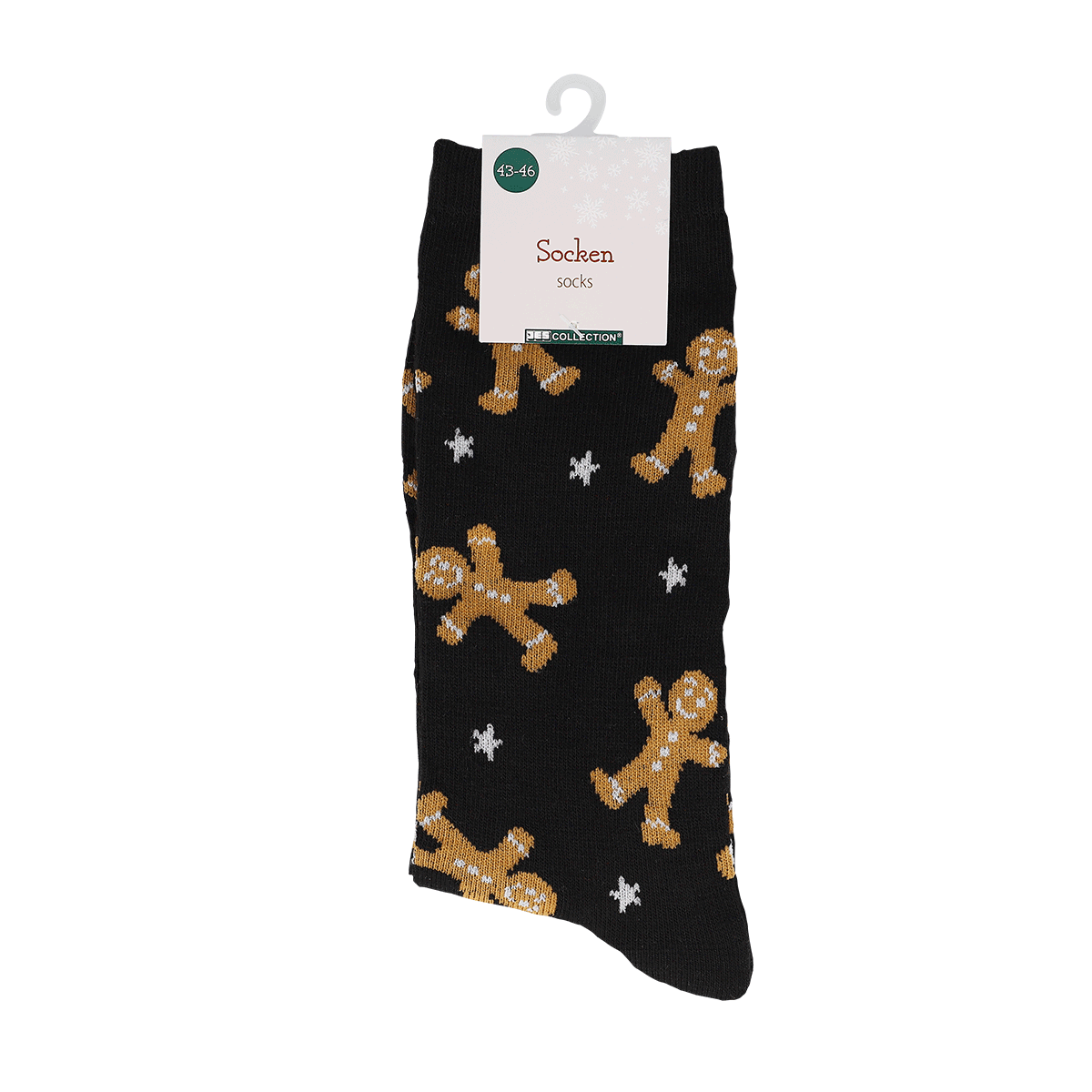 Socken, Lebkuchen, Lebkuchenmuster, Schwarz, Kniesocken
