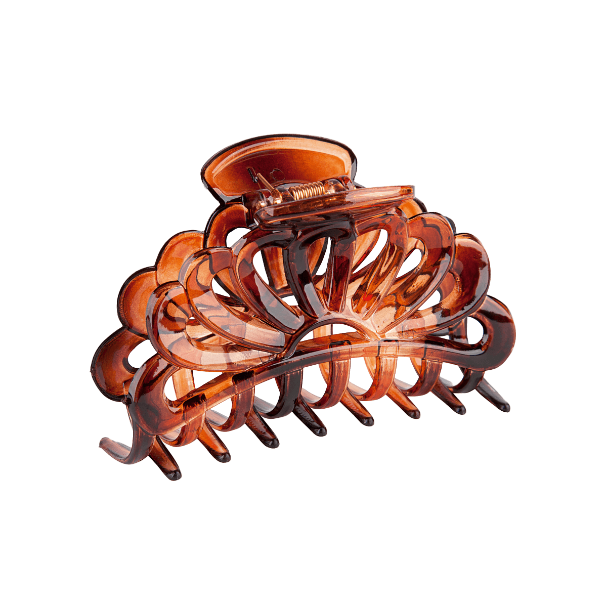 Haarband, Haarschmuck, Spiralförmig, Karamellbraun, Claw clip, Haarnadel, Haarspange, Kunststoff, -transparent, braun, Haargummi, Haarteil, Schnalle, orangene Farbe, Spirale