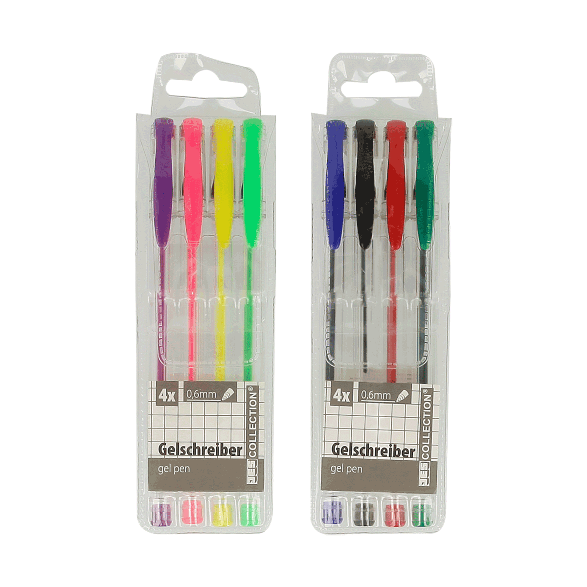 Markierung, Gelschreiber, Gel-Pen, 4x, Neonfarben, Kunstbedarf, Gelschreiber, Neonfarben, 4er-Set, Transparente Hülle, Stifteset