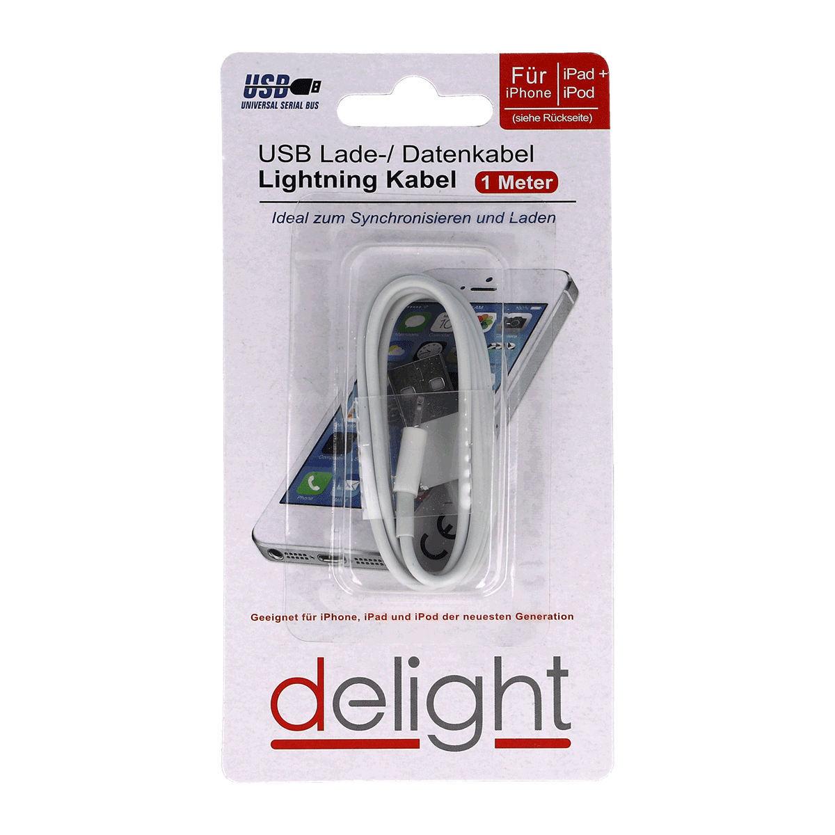 USB Kabel, Lightning Kabel, 1 Meter, Weißes Kabel, Aufladen/Datentransfer, USB-Kabel, Ladeleitung, Datenkabel, Lightning Kabel, 1 Meter, USB, Ladegerät, Kabel, Lightning, 1 Meter