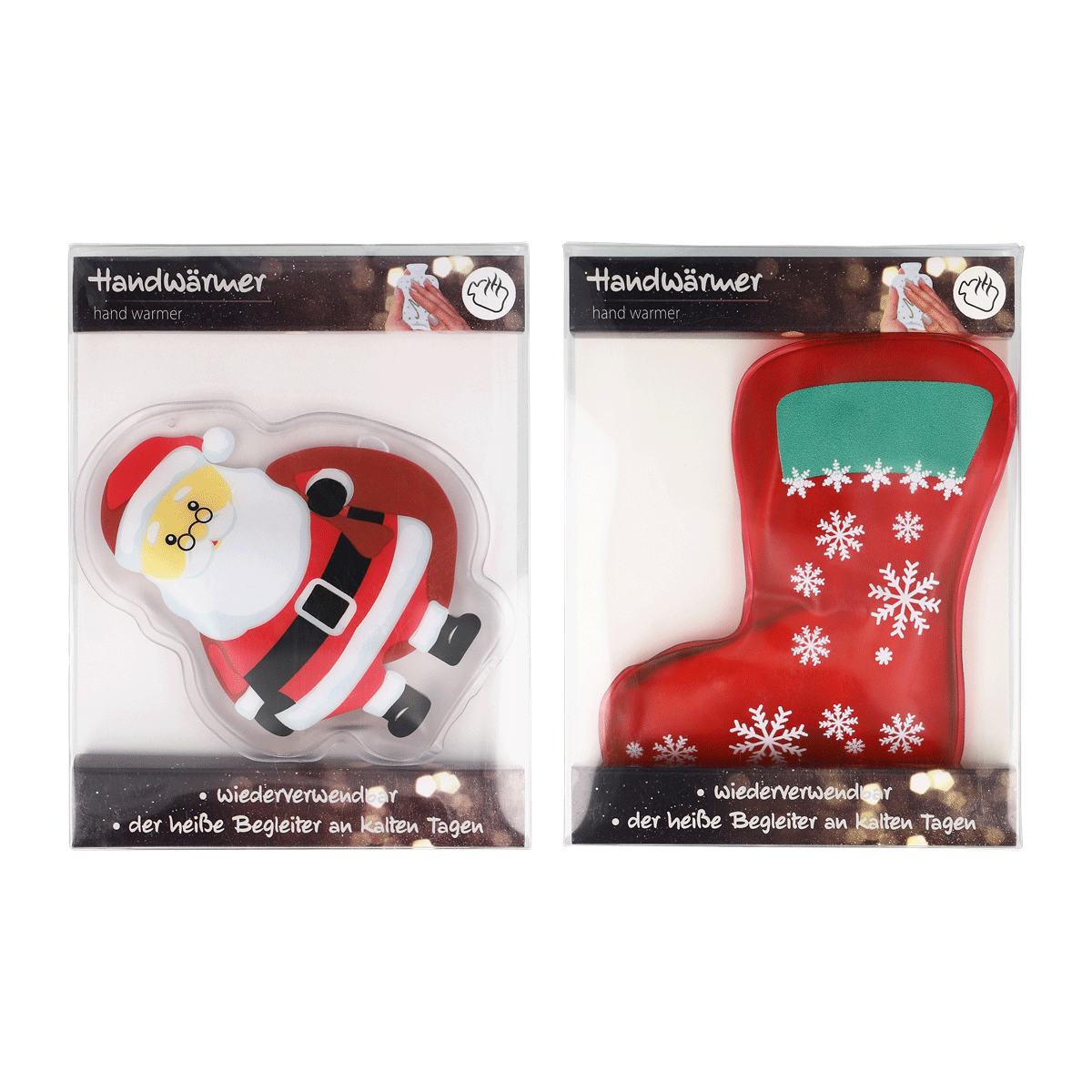 Handwärmer, Weihnachtsmotiv, Sockenform, Santa Claus, Stocking