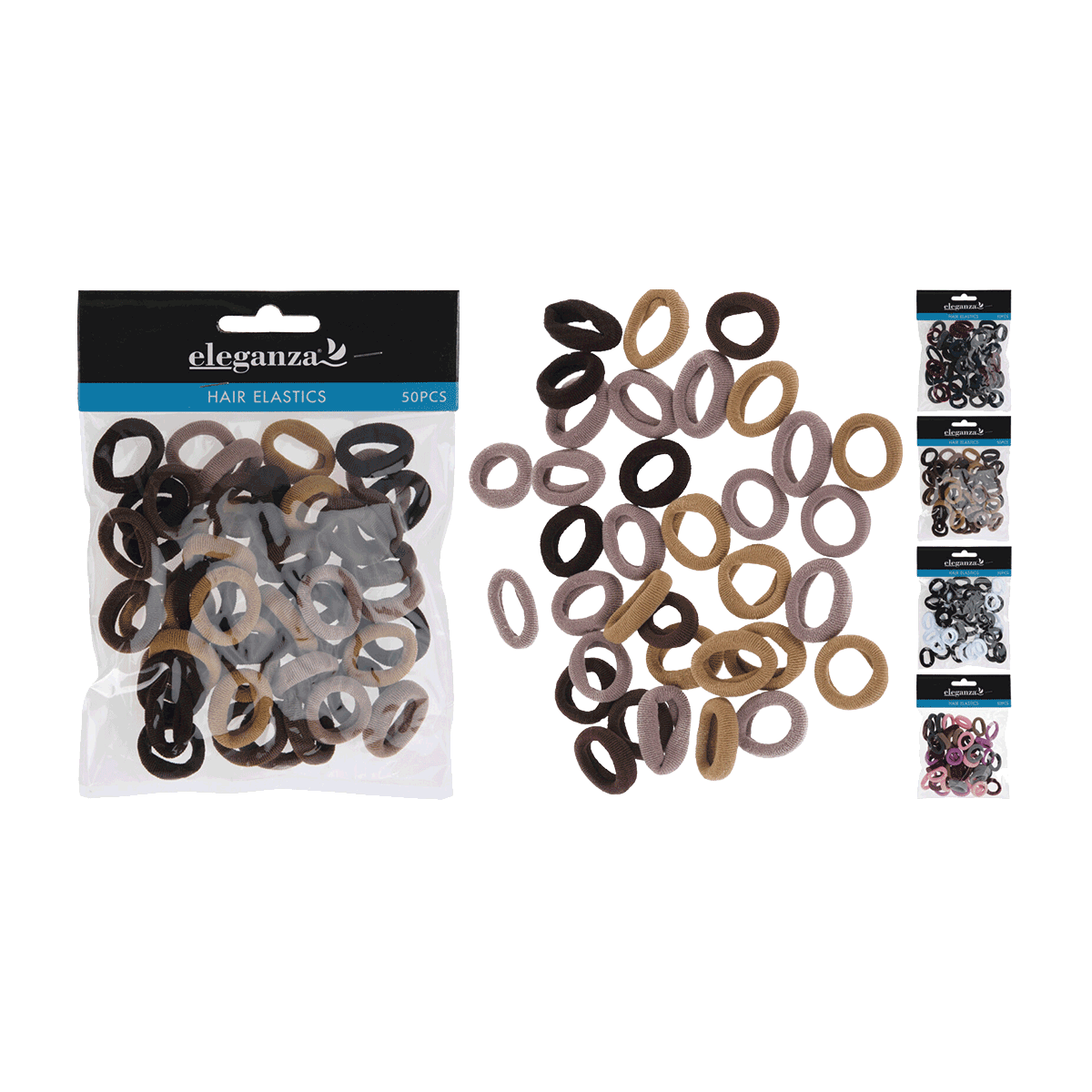 Haarelastiken, Schwarz Braun Beige, Kreise, Gummi-Accessoires, 50 Stück, Haarelastiken, Gummis, Haarbänder, Ponytail-Halter, bunte Farben, Haarbänder, Elastics, Haare, Schwarz Braun Beige, Set 50 Stück