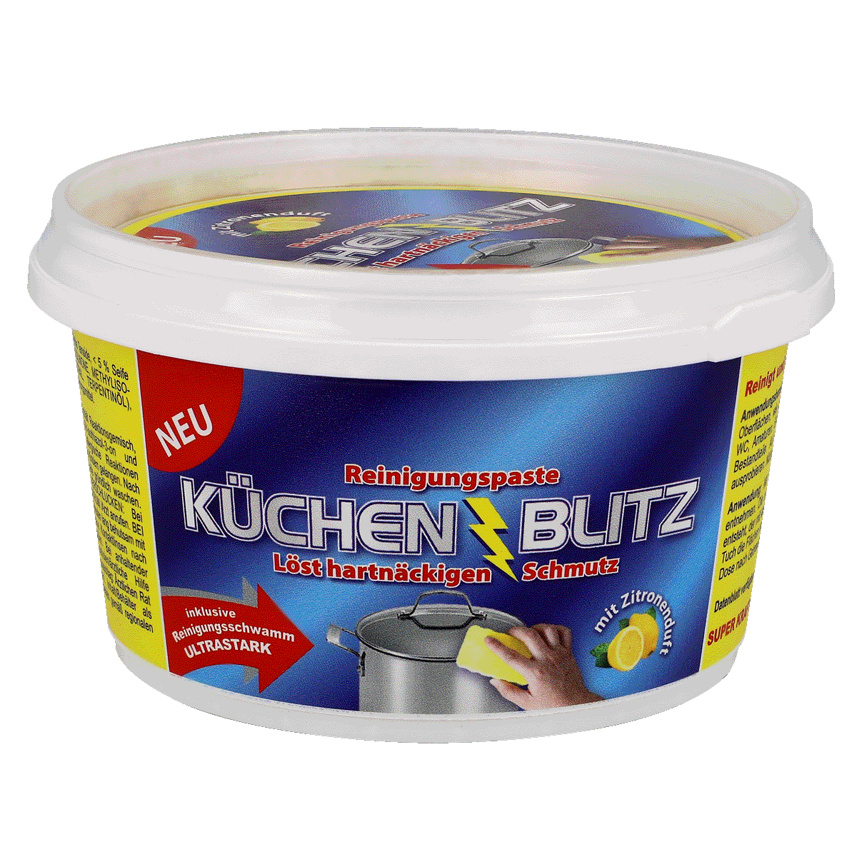 Küchengel, Reinigungspaste, Schmutzentfernung, Ultraspark, Zitrone, Reinigungscreme, Küchenreiniger, Pastenformat, Zitronenduft, Ultrastrark, Küchenreiniger, Reinigungspaste, Ultrastark, Zitronenduft, Tiegel