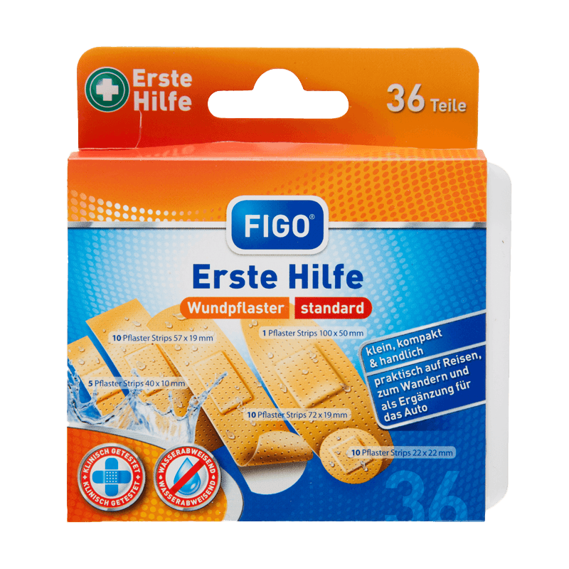 Pflaster, Wundpflaster, Erste Hilfe, Kompaktset, 36 Teile, erste hilfe, pflaster, verband, narbenpflaster?, klebepflaster, Pflaster, Erste Hilfe, Wundpflaster, Standard, Kompakt