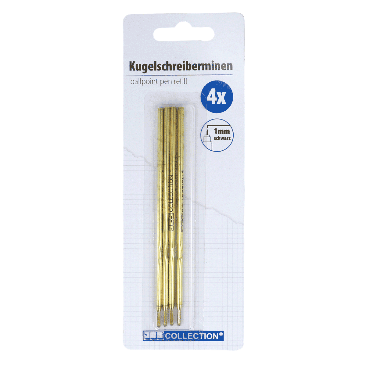 Kugelschreiberminen, 4er-Set, schwarze Tinte, 1-mm-Spitze