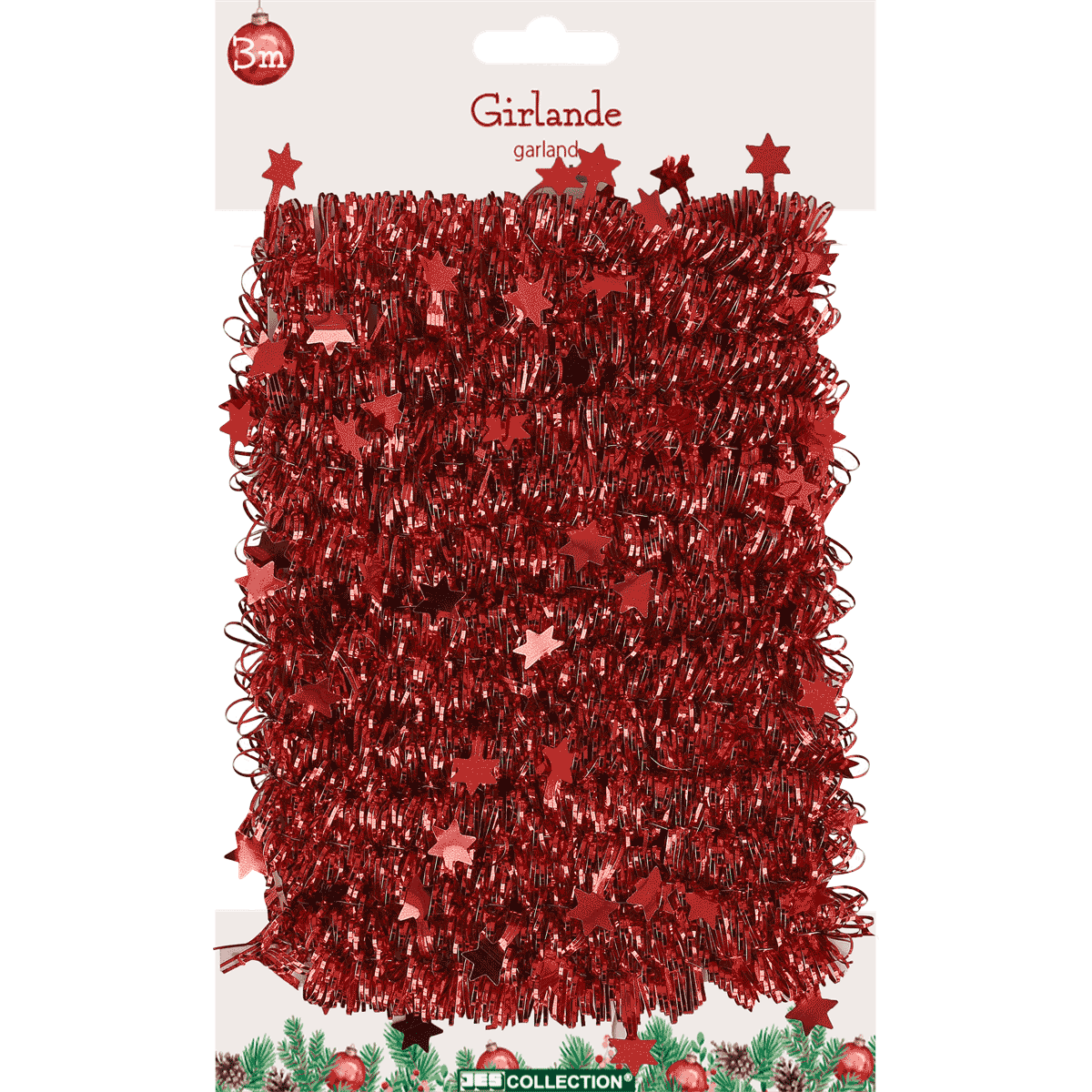 Glitzerkette, Hänger,Funkel, Starschmuck, Dekoperlen, Rote Girlande