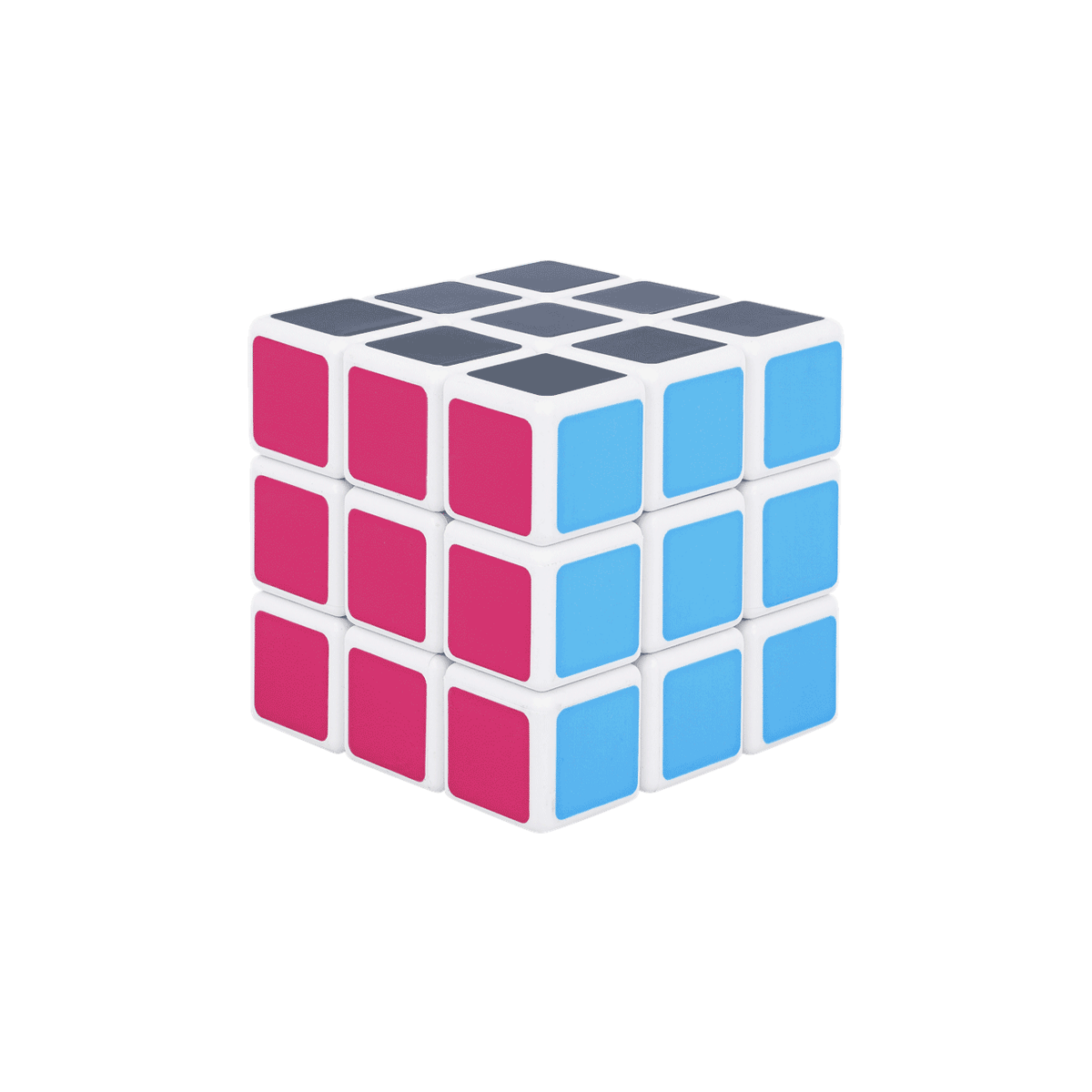 Rubikslike Würfel, 3x3 Würfel, Sticker-Farbwürfel, Kunststoffwürfel, bunte Würfel, Rubik's cube, 3x3 Würfel, Puzzle, Magenta, Blau, Weiße Kante, Rubiks-Würfel, 3x3 Würfel, Puzzle, bunt, Sticker-Taschen?