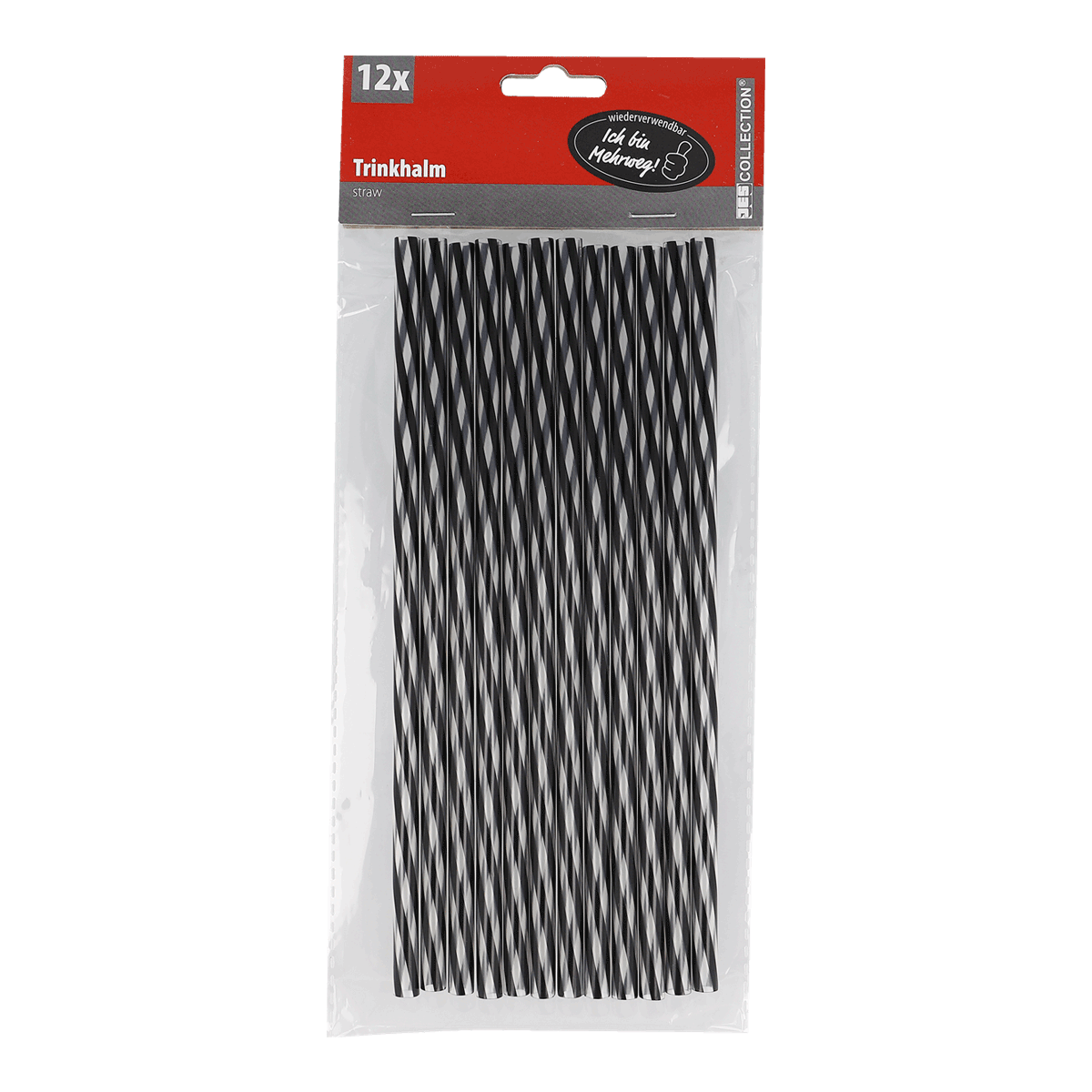 Trinkhalm, Strohhalm, Schwarz-Weiß, Kunststoff, 12er Pack, Trinkhalm, Strohhalm, Papierstrohhalm, Schwarz-Weiß, 12x, Trinkhalm, Strohhalme, Spiralstrohhalme, Schwarz-weiß, Mehrweg