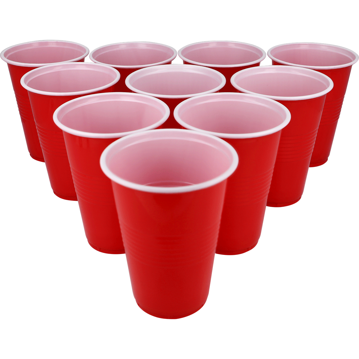 Kunststoffbecher, rote Becher, Einwegbecher, geriffelter Rand, Becherset