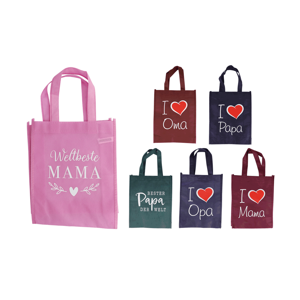Tasche, Geschenkbeutel, Stoffbeutel, I Love You, Mama/Papa, Tote Bag, Kuscheltasche, Herz-Motiv, I Love Mum, Kundschaftstasche, Tasche, Stofftasche, Bedruckte Tasche, Geschenkbeutel, Motiv Herz