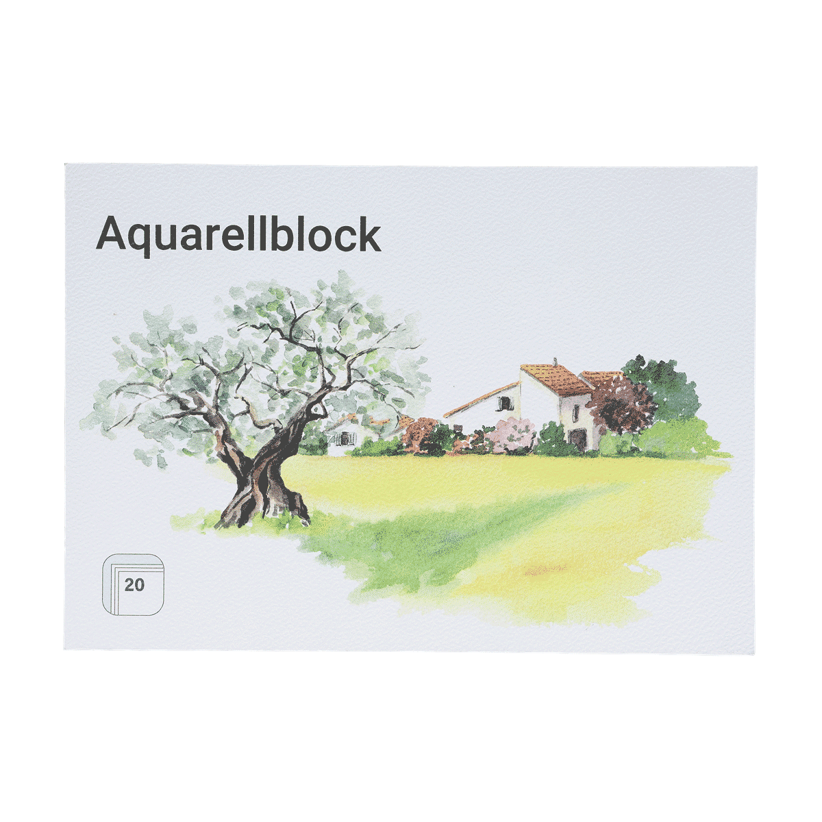 Aquarellblock, Aquarellpapier, 20 Blatt, Landschaftsmotiv, Weiß