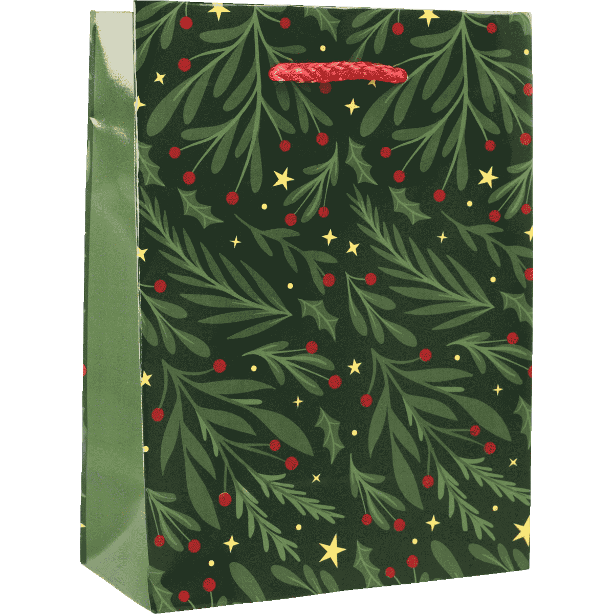 Weihnachtliche Verpackung, Geschenkverpackung, Papiertüte, Grün mit Muster, Dekorativ