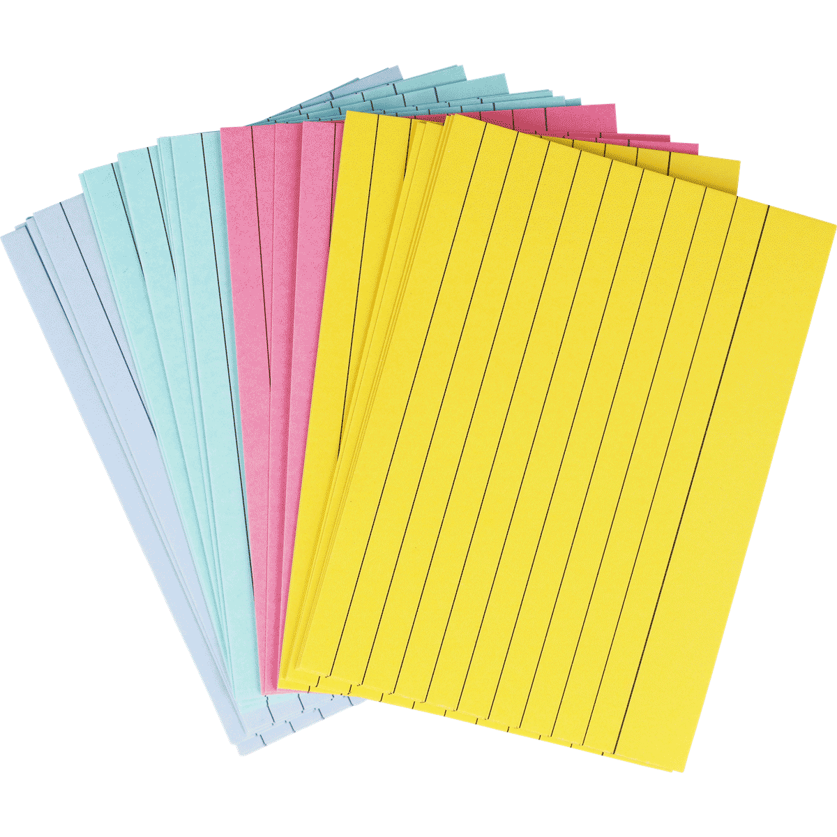 notecards, Colored paper, lined sheets, Pastel colors, stacked sheets, coloredes Papier, Kartenpapier, Notizpapier, Mehrfarbig, Blattlinienpapier, Notizblock, Notizpapier, bunt, Gelb, Streifen