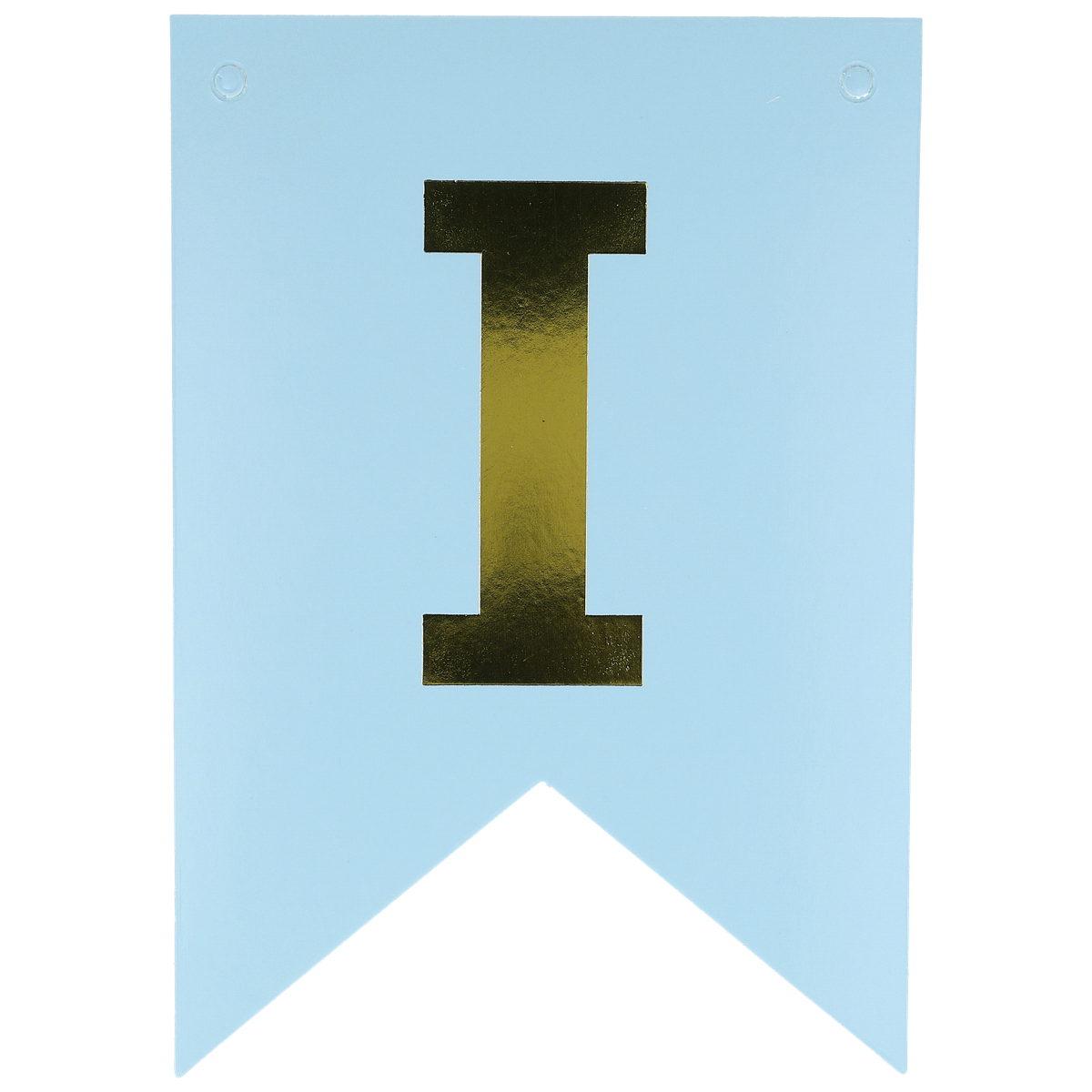 Banner, Flag, Floating, Gold, Letter I, Banner, Flag, Tassel, Ornament, Panel, Banner, Flag, I-Shape, Metallisch, Blau