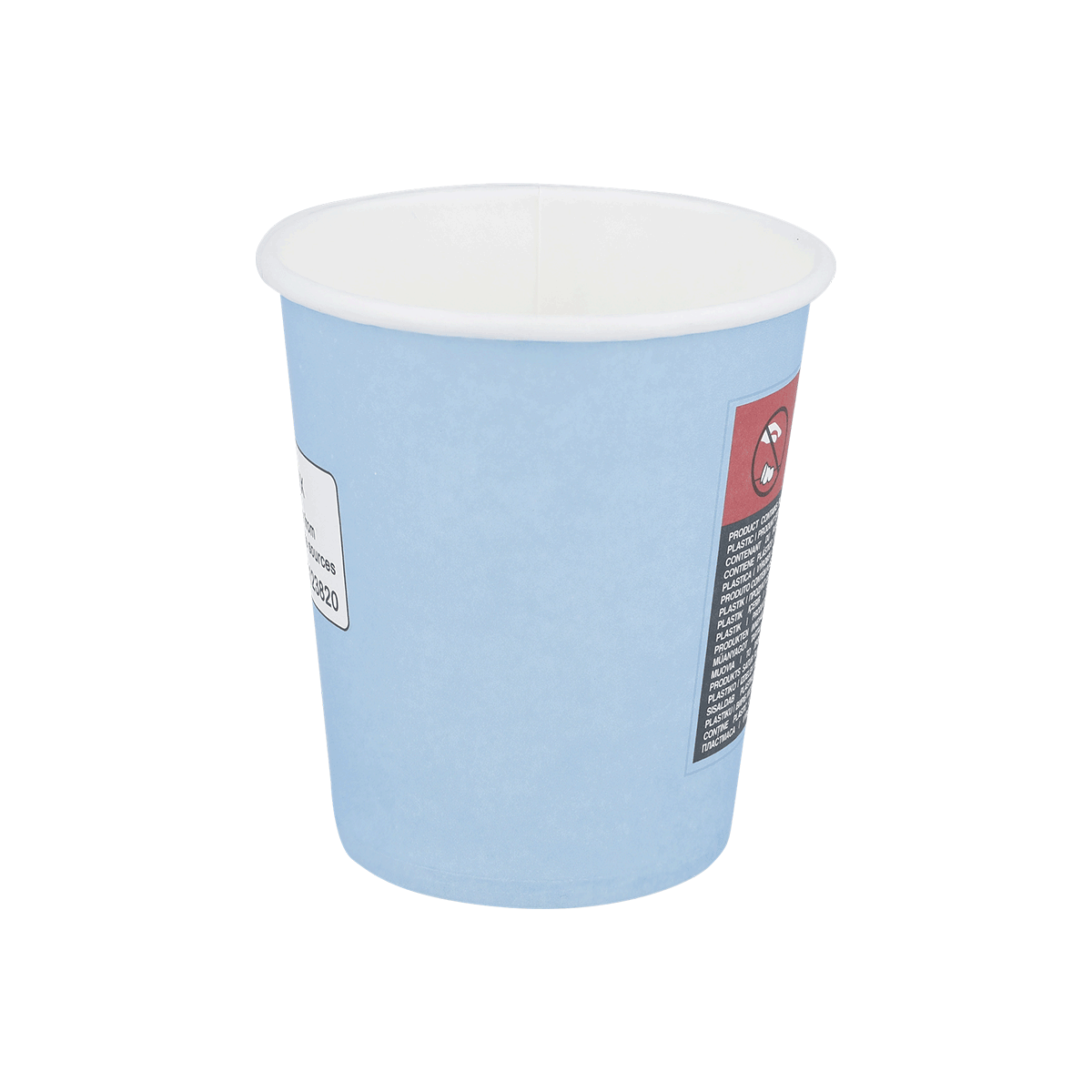 Pappbecher, Becher, Papierbecher, Einweg, Hellblau, Pappbecher, Einwegbecher, Kunststoff, Hellblau, Becher mit Aufdruck, Becher, Pappbecher, Einwegbecher, Weißer Innenrand, Hellblau