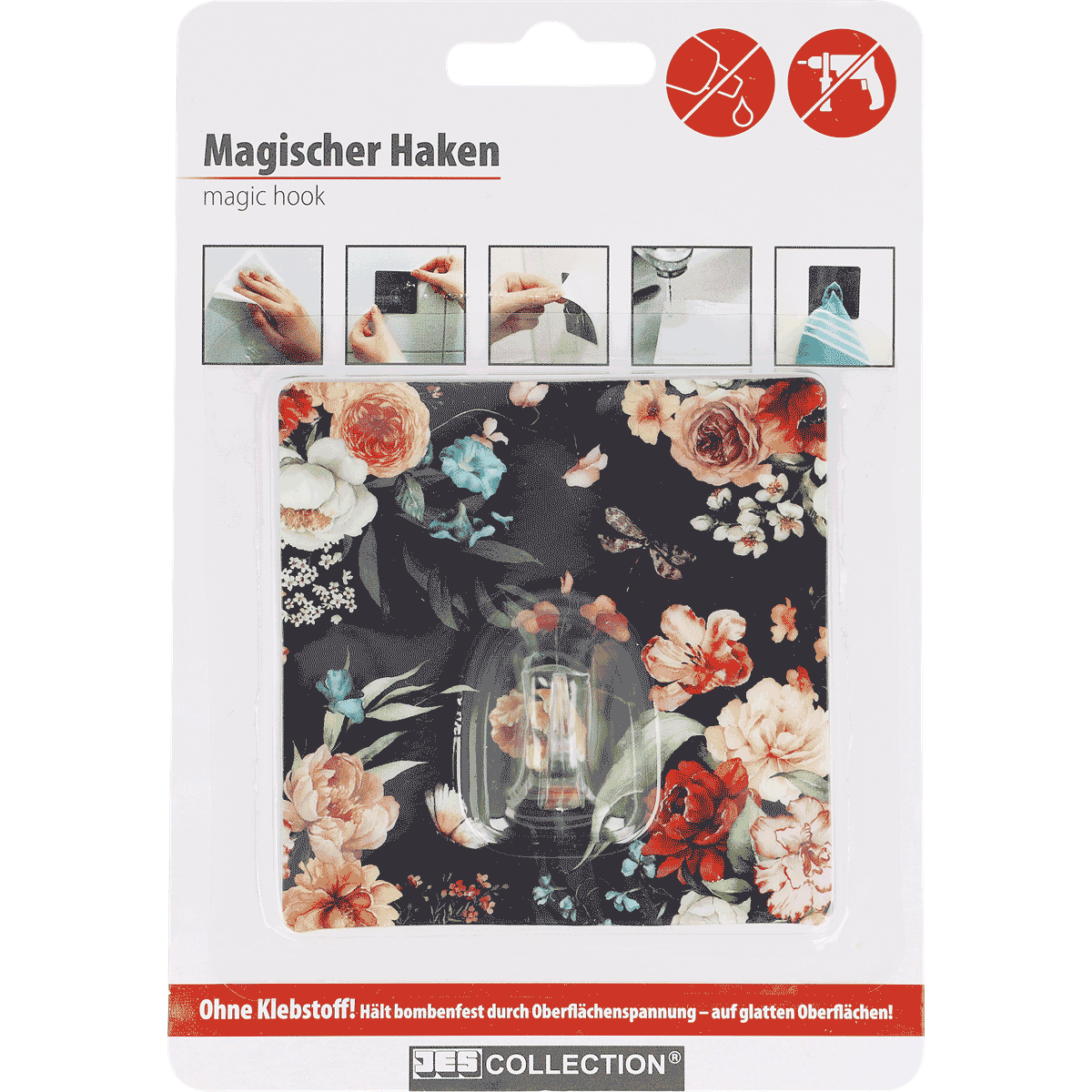 Magischer Haken, Deko-Haken, Blumenmuster, Küchenzubehör, Oberflächen Schutz, magischer haken, haken, wandhaken, zauberhaken, haken taschenhalter, magic hook, haken, tischunterlage, florales design, anti-klebstoff