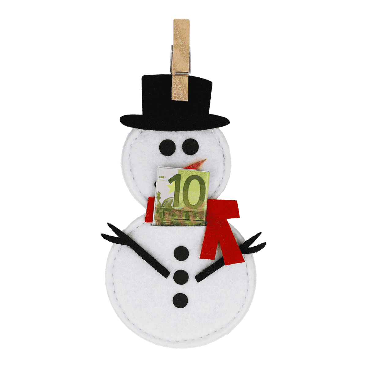 Schneemann, Dekor, Hänger, Geldschein, Kleidung
