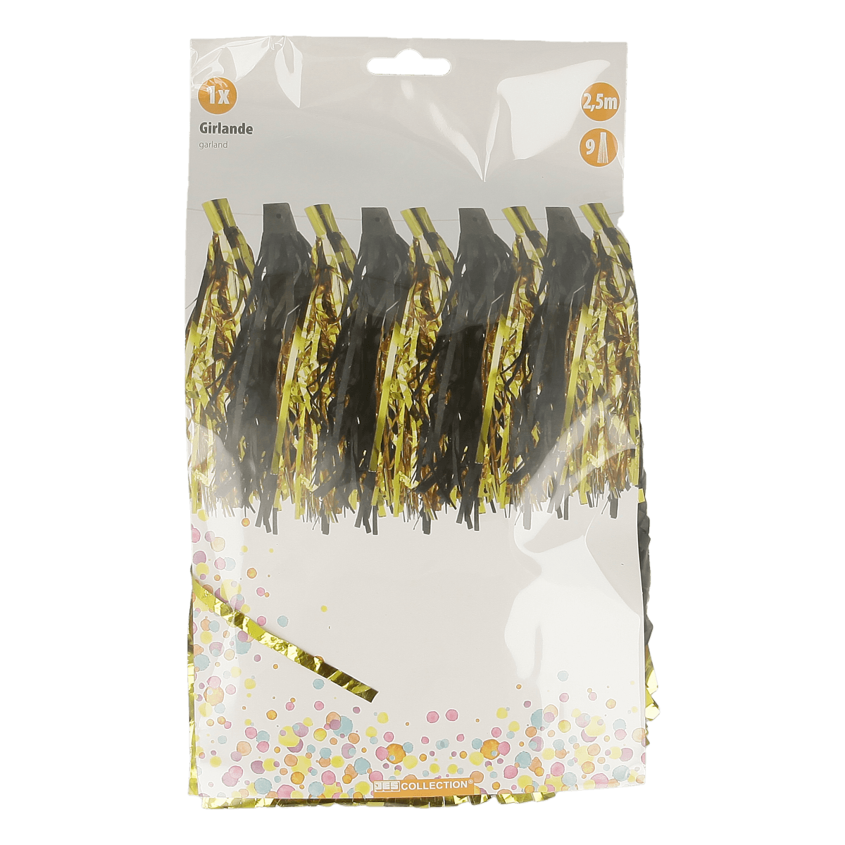 Girlande, Dekoration, Party, Kunststoffbänder, Gold-schwarz, Girlande, Dekoration, Party, Kunststoff, Flechtband, Girlande, Dekoration, Konfetti, Gold, Fächeranordnung