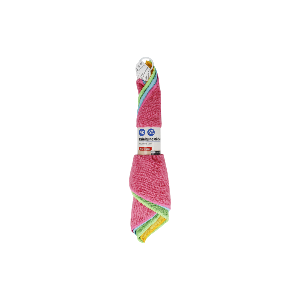 Mikrofasertücher, Reinigungstuch, 4er-Set, Pink, Mehrfarbige Kanten