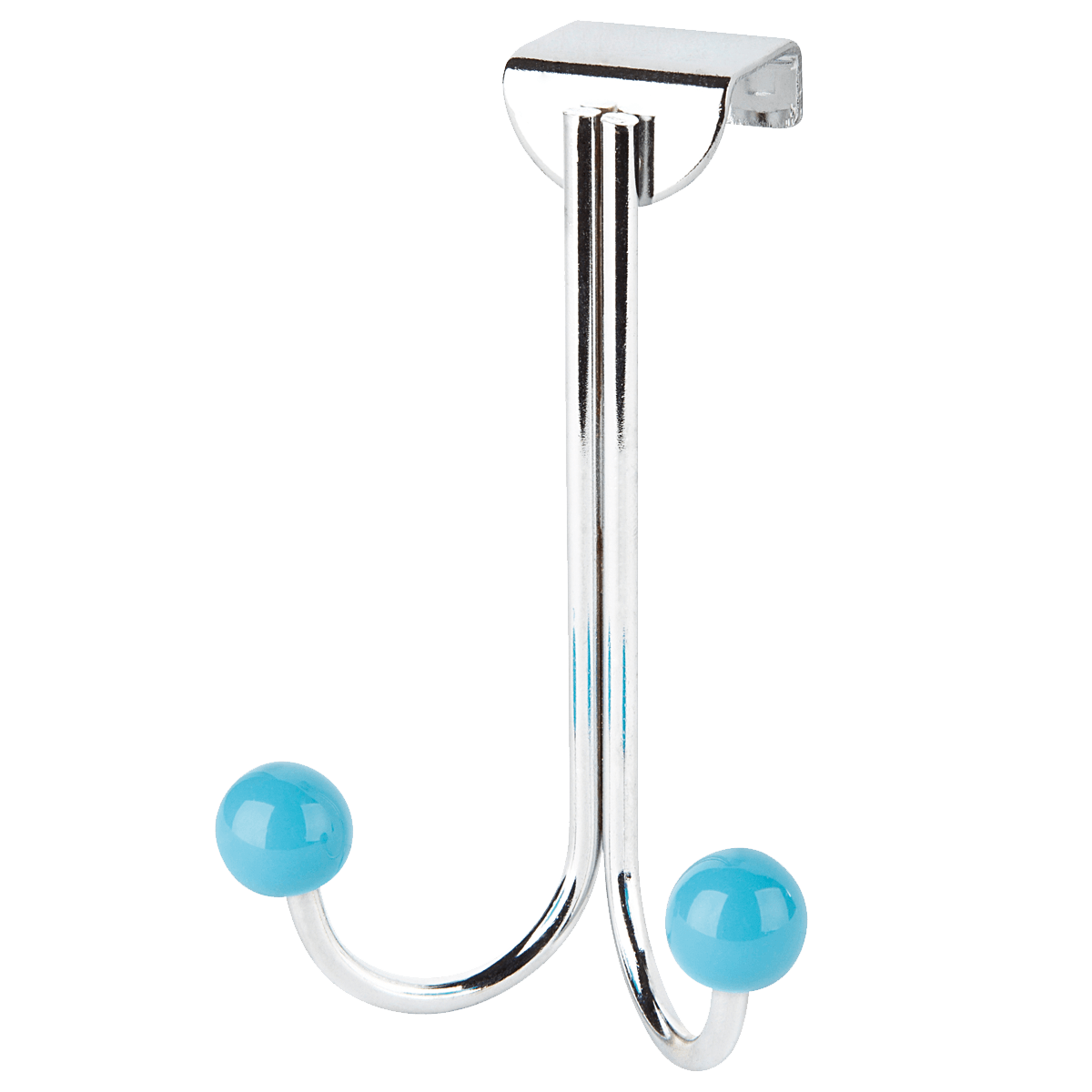 Haken, Wandhaken, Doppelhaken, Chrom, Blaue Kugeln, Haken, Kleiderhaken, Garderobe, Chrom, Metall, Kleiderhaken, Kleiderhaken, Krom, Metall, Garderobenhaken
