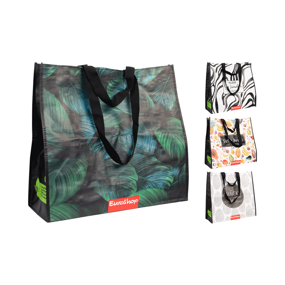 Tasche, Tragetasche, Tote, Canvas-Tasche, Groß, Tasche, Tragetasche, Taschengröße, Blättermuster, EuroShop, Tasche, Tasche Stoff, Taschen-Tragetasche, Leaf-Print, Einkauftasche