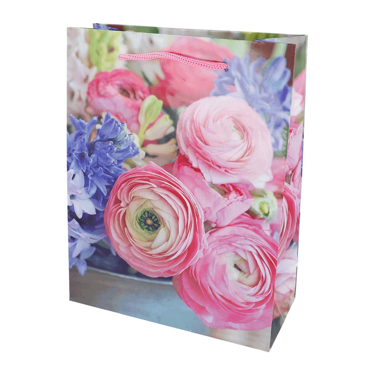 Blumen Tasche, Geschenktüte, rosafarbene Blüten, Papiertragetasche, Blumenmuster, Geschenktüte, Blumenmotiv, Rosetten, Papiertragetasche, pink, Geschenkverpackung, Blumenmuster, Rosenprint, Farbenfroh, Geschenkbeutel