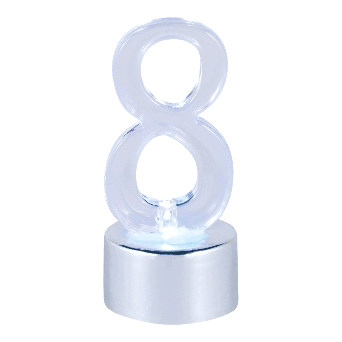 Leuchte, 8-Form, LED, transparent, Basis,  Tischdeko,  Glasfigur,  LED-Lampe,  Nummer 8,  Kerzenständer, zahl, deko, lampe, glas, flasche
