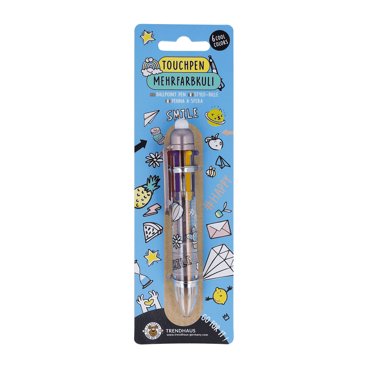 Stift, Kugelschreiber, Mehrfarbig, Griff, Doodle-Design, Kugelschreiber, Mehrfarbig, Transparenter Körper, Gelb, Blau, Kugelschreiber, Pocket Pen, Mehrfarbig, Spitzenschrift, Funktionsstift
