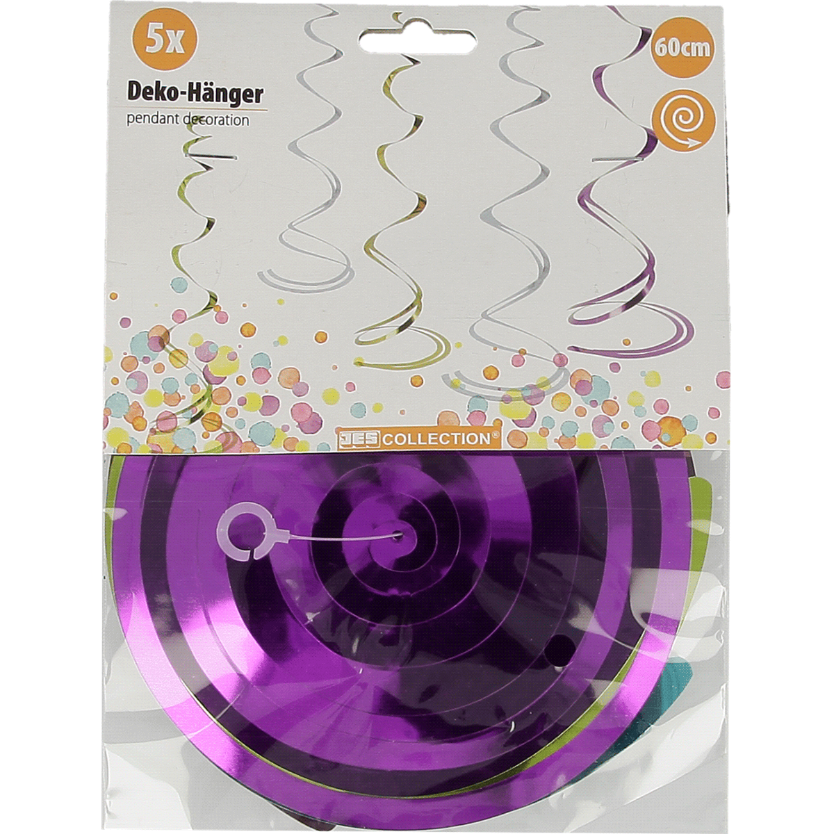 Deko-Hänger, Spiralen, Konfetti, Papierdeko, 60cm, party, deko, hänger, spirale, lila, Deko-Hänger, Spiralartikel, Konfetti-Design, Purple Spirals, 60cm