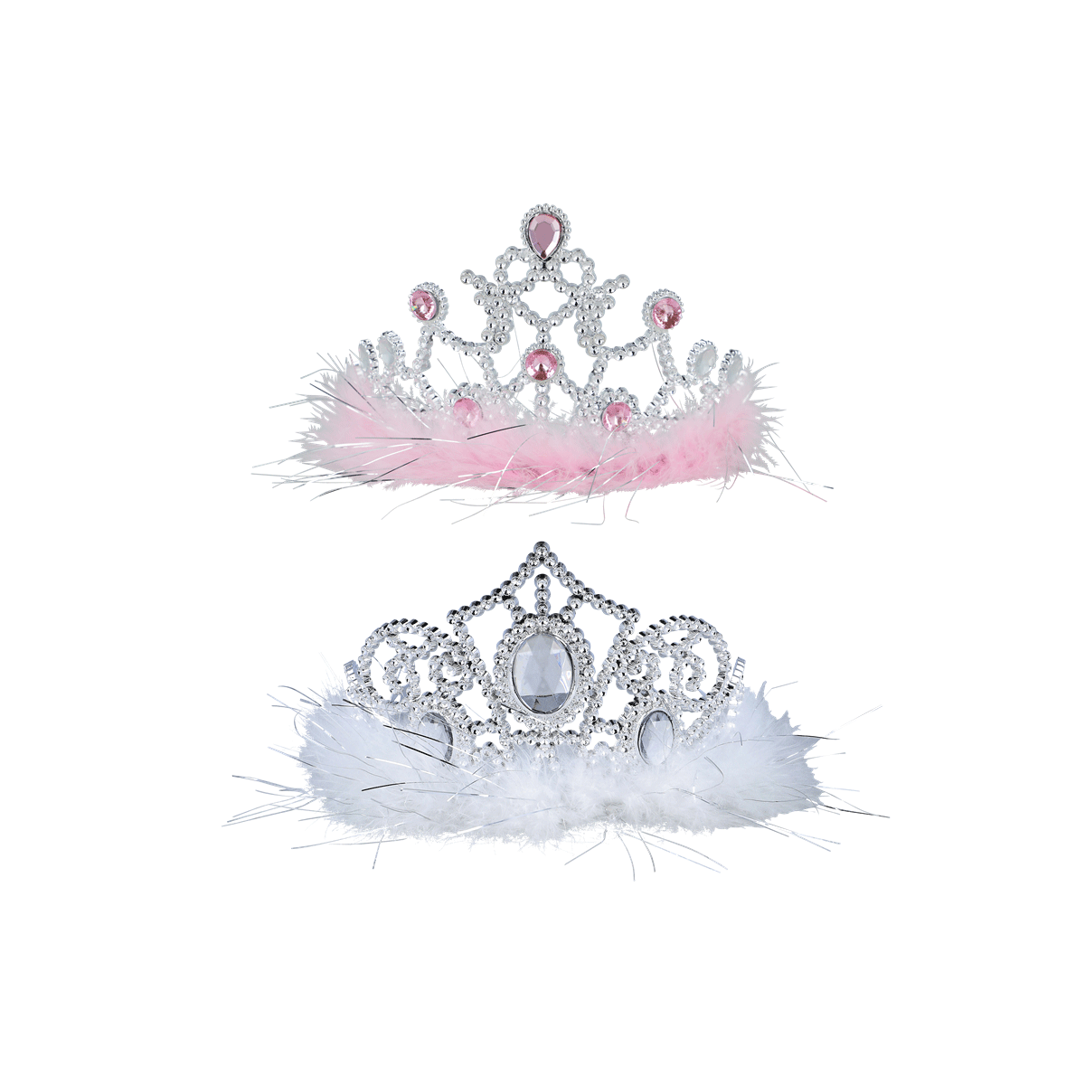Tiara, Krone, Peluine, Rhinestone, Kinder, Trachtenschmuck, Diadem, Tiara, Pailletten, Federkissen, Tiara, Krone, Kopfzierde, Haar-Schmuck, Weiß-Plüsch-Rand
