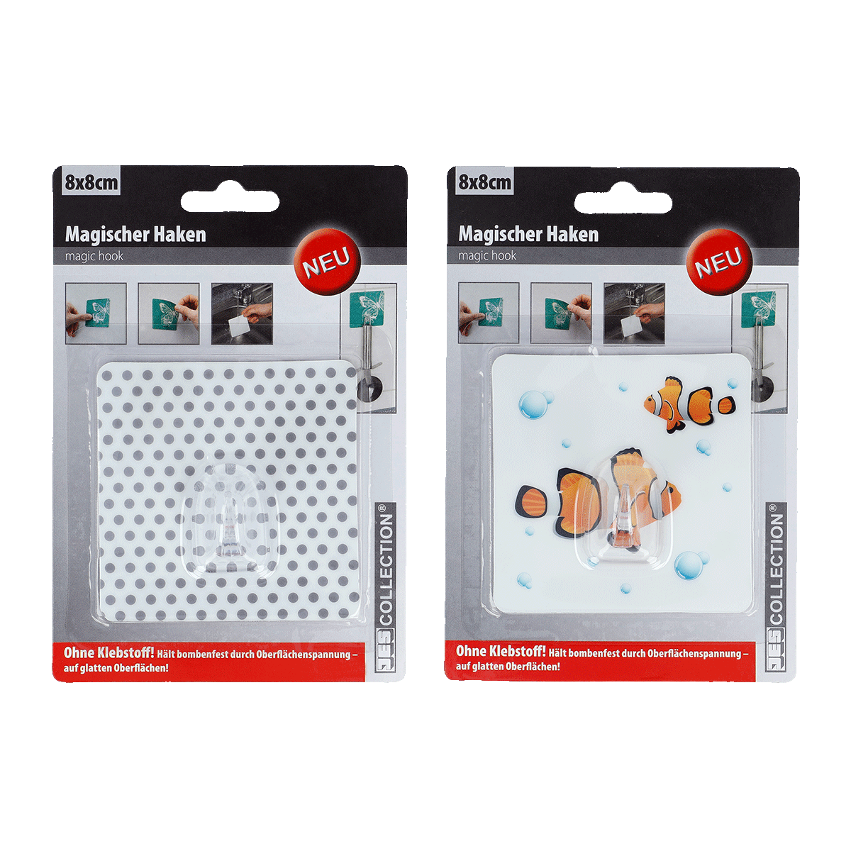 Magischer Haken, Haken-Set, 8x8cm, Polka-Dots, Nachfüllbare Haken, Haken, Magnet, Magischer Haken, Wandhaken, Set, Magnetischer Haken, Selbstklebend, 2D-Design, Punktraster, Aufhänger Zubehör