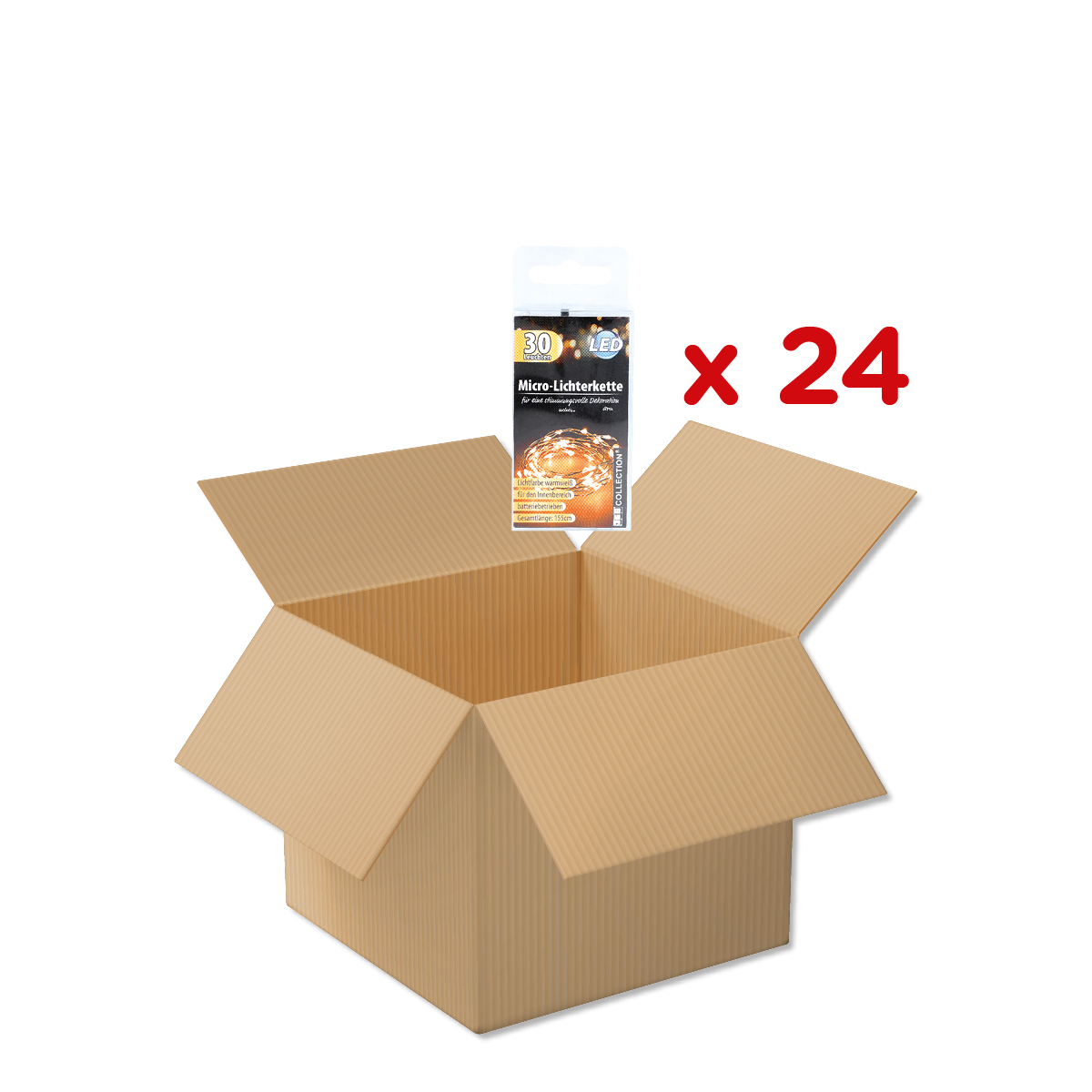 Box, Karton, Verpackung, LED, Beleuchtung, LED, Micro-Lichterkette, Set, Kartonbox, 24er Set, LED, Lichterkette, Micro-Lichterkette, Kartonbox, Set-24