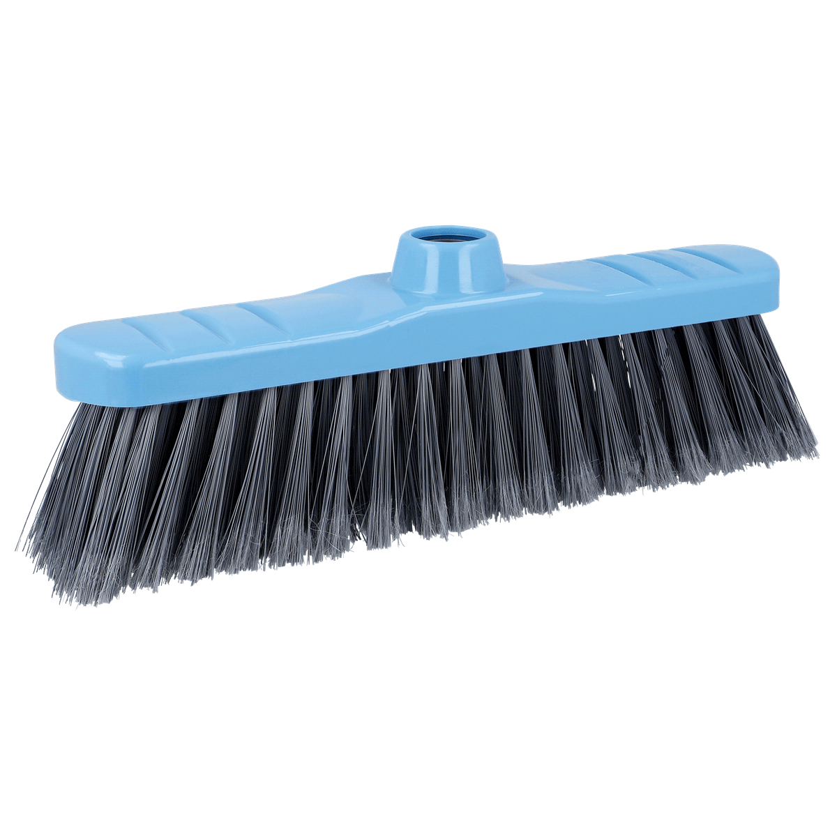 Besen, Kunststoffgriff, blaue Farbe, Borstenbürste, Besenkopf, Besenkopf, Besenbürste, Stahlborsten, Blau, Reinigungszubehör, Besen, Besenkopf, Kunststoff, Bürstenhaar, Blau