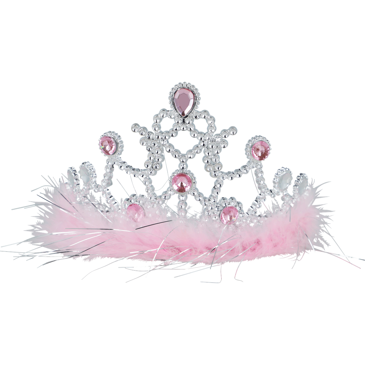 Tortenspitze, Krone, Kunstperlen, Rosa, Federband, Tageskrone, Pink, Kristallsteine, Feenfiesta, Schmucktuit, Tiara, Kunststoff, Schmuck, Rosa, Kleidungszubehör