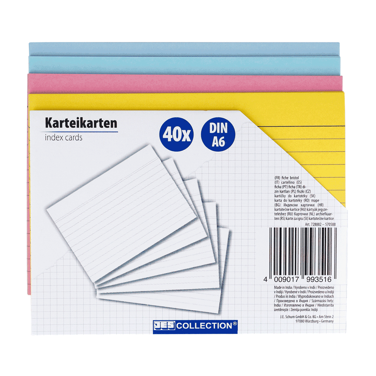 Indexkarten, Karten-Set, leere Karten, DIN A6, 40x, Karten, Indexkarten, DIN A6, Notizkarten, Mehrfachkarten, Karteikarten, DIN A6 Größe, Linierte Karteikarten, Kartonage, 40x Karten