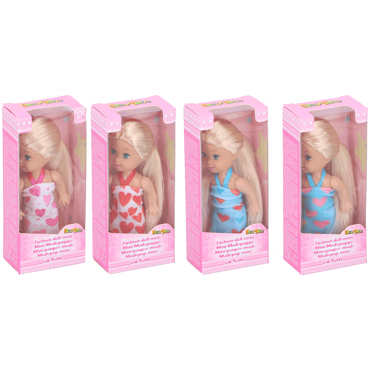 Puppe, Mini-Puppe, Puppenfigur, Kleidung, Herzchen, Puppe, Mini-Puppe, Kleider, Rosa, Herzchen, Puppe, Puppenhaus, Doll, Kleid, rosa