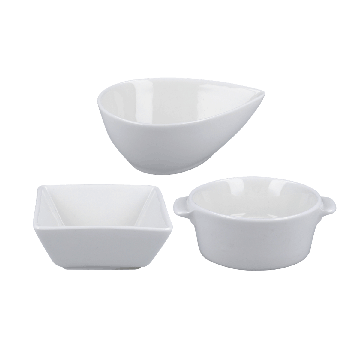 Schüssel, Suppenschüssel, Schalen-Set, Keramik, weiß, Porzellan, Suppenschale Set, weiße Schale, quadratisches Gericht, Servierschalen