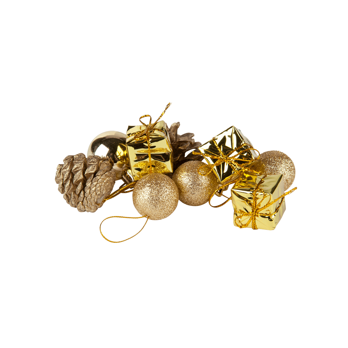 gold, tannekegel, weihnachtskugeln, glitzerkugeln, geschenkverpackung